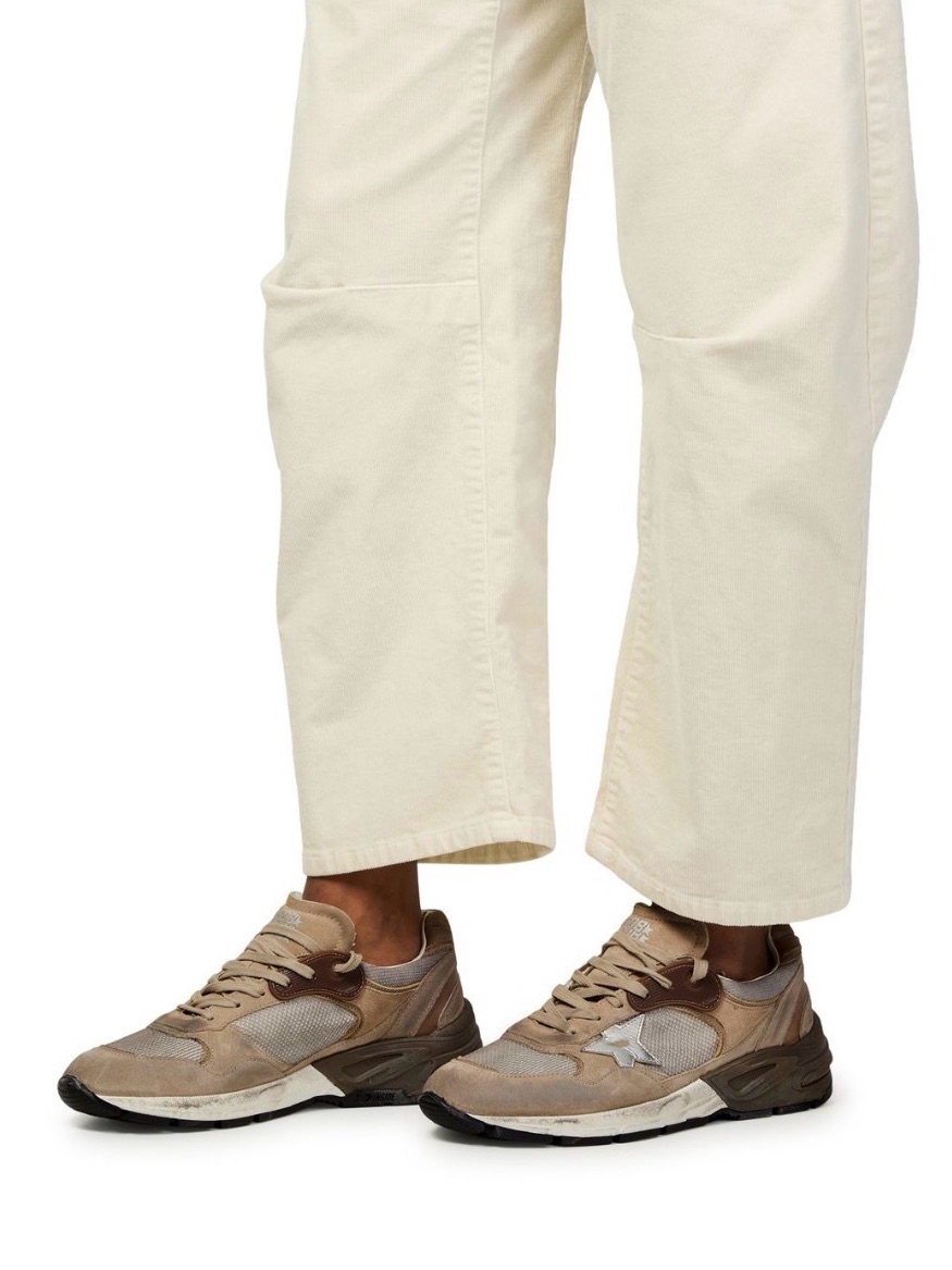 Golden Goose Running Dad Star Sneaker Beige Mesh/Suede/Silver Sz 37 New In Box